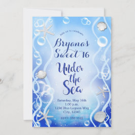 Magisk Under Havet Blå Försvinnande Sweet 16 Födel Inbjudningar