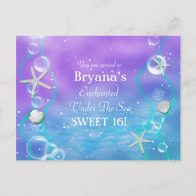 Magisk under havet födelsedag postkort inbjudan vykort (Framsida)