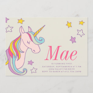 MAGISK UNICORN BARNS FÖDELSEDAG INBJUDANDE inbjuda Inbjudningar