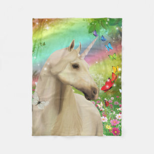 Magisk Unicorn med regnbåge- & fjärilsfilten Fleecefilt