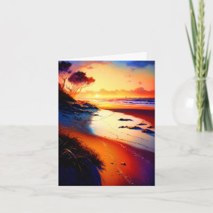 Magisk vacker Sunset Beach Scene Kort