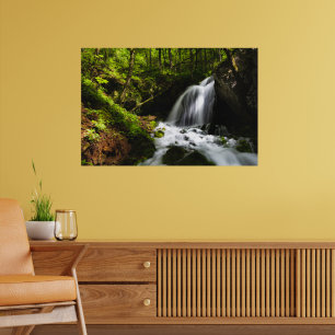 Magisk vattenfall i förtrollande grön skog poster