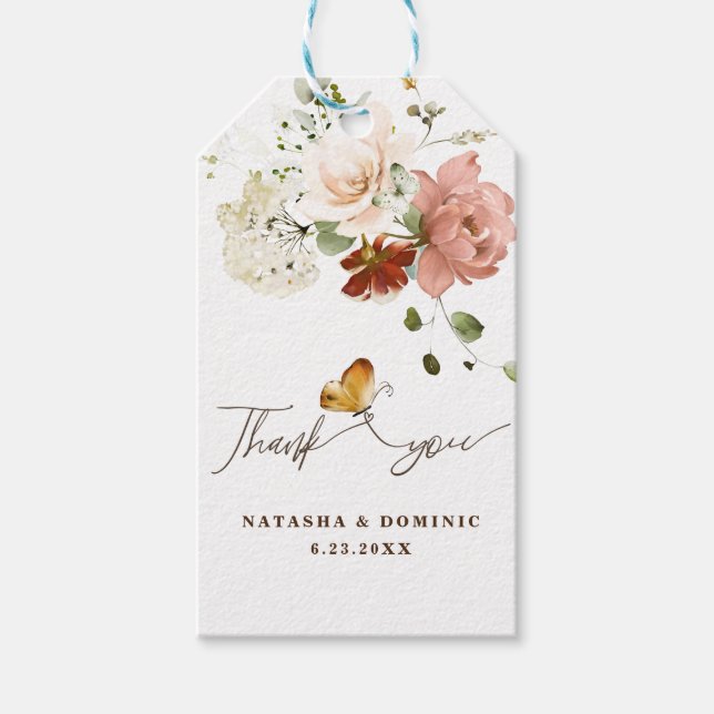 Magisk Vattenfärg Blomsterträdgård Tack Presentetikett (Framsidan)