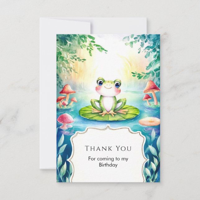 Magisk Vattenfärg Groda Födelsedag Tack Kort (Framsida)