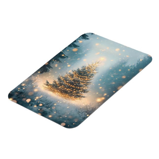 Magisk vinter snöig skog julgran magnet (Vänstra Sidan)