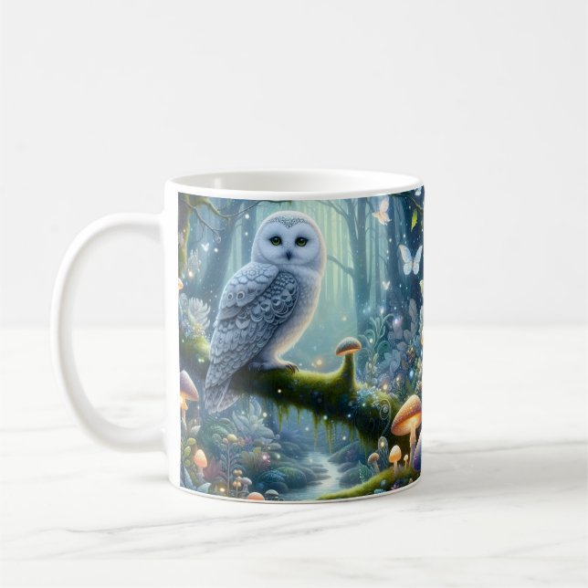 Magisk vit uggla kaffemugg (Vänster)