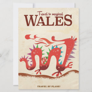 Magisk Wales Drak resa affisch Inbjudningar