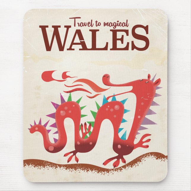 Magisk Wales Drakon reseraffisch Musmatta (Framsidan)