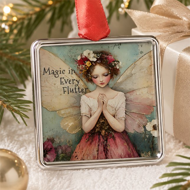 Magisk Whimsical Fe- & Blomsterträdgård med Citat Julgransprydnad Metall (Skapare uppladdad)