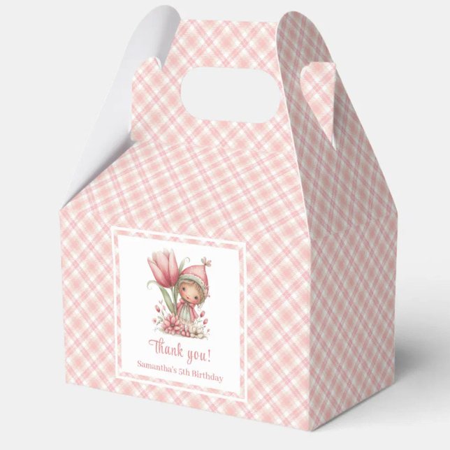 Magisk Whimsy Rosa Blommig Flickfödelsedagspresent Presentaskar (Magical Whimsy Pink Floral Girl Birthday Favor Box)
