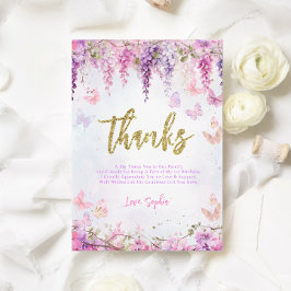 Magisk Wisteria Guld Fjäril Barnkalas Tack Kort