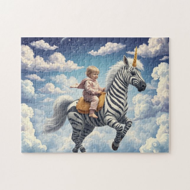 Magisk Zebrastripa Enhörning Pussel (Horisontell)