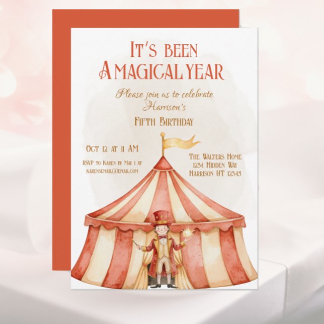 Magiska året Magician Birthday Inbjudningar (Skapare uppladdad)