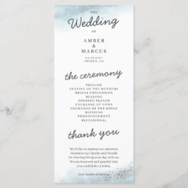 Magiska Baby blue Silver Glitter Bröllop Program