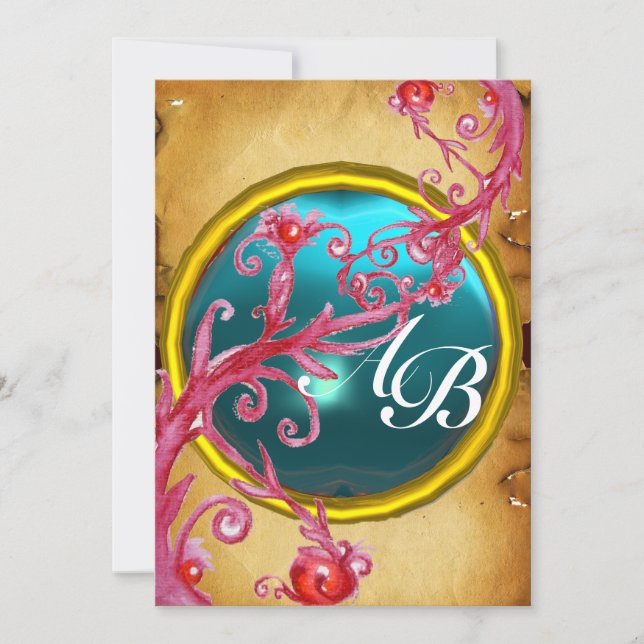 MAGISKA BÄR 4,MONOGRAM pergament Inbjudningar (Framsida)