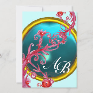 MAGISKA BÄR 4, MONOGRAM röd agat Inbjudningar