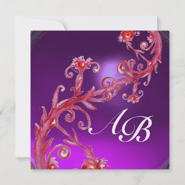 MAGISKA BÄR 4, MONOGRAM röd ametist is Inbjudningar (Framsida)