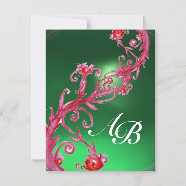 MAGISKA BÄR 4, MONOGRAM röd jade champagne Inbjudningar (Framsida)