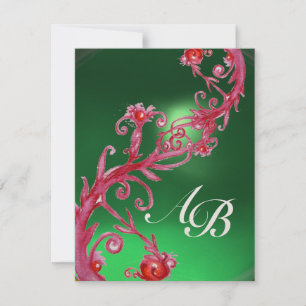 MAGISKA BÄR 4, MONOGRAM röd jade champagne Inbjudningar