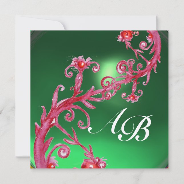 MAGISKA BÄR 4,MONOGRAM röd jade guld Inbjudningar (Framsida)