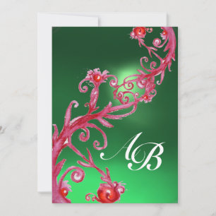 MAGISKA BÄR 4, MONOGRAM röd jade Inbjudningar