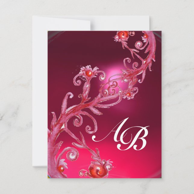 MAGISKA BÄR 4, MONOGRAM röd rubin Inbjudningar (Framsida)