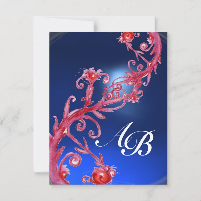 MAGISKA BÄR 4,MONOGRAM röd  safir champagne Inbjudningar (Framsida)