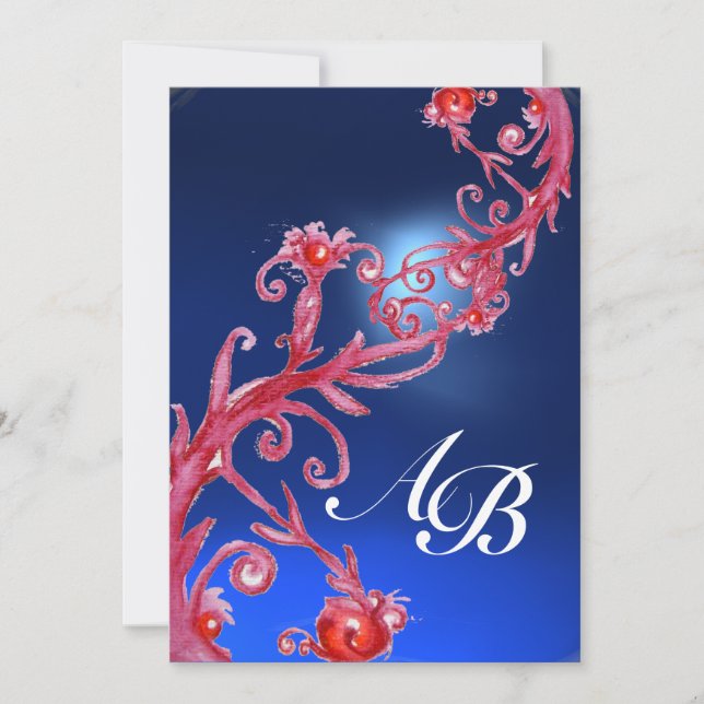MAGISKA BÄR 4,MONOGRAM röd safir Inbjudningar (Framsida)