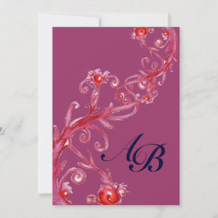 MAGISKA BÄR,MONOGRAM lila röd Inbjudningar