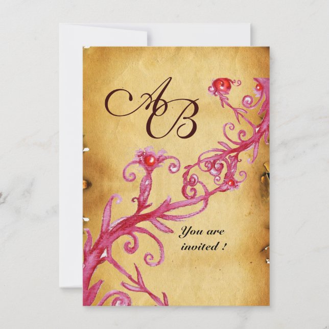 MAGISKA BÄR  MONOGRAM vaxsigill pergament rsvp Inbjudningar (Framsida)