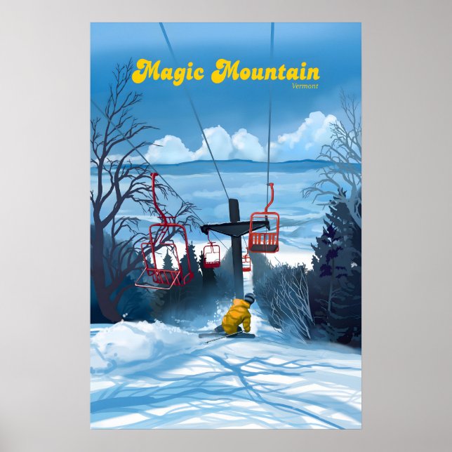 Magiska berget Vermont skidortens reseaffisch Poster (Framsidan)