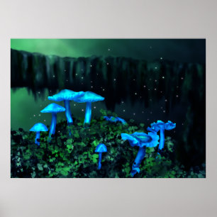 Magiska blåa mjölksvampar poster