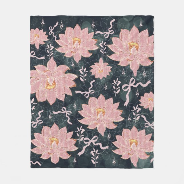 Magiska blommor med glitterdesign  fleecefilt (Framsidan)