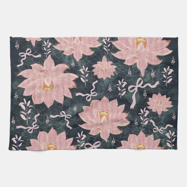 Magiska blommor med glitterdesign  kökshandduk (Horisontell)