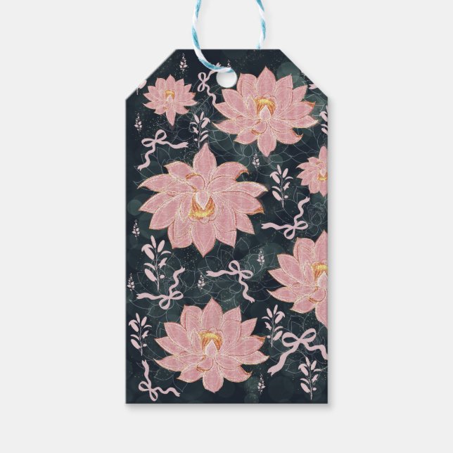 Magiska blommor med glitterdesign  presentetikett (Framsidan)