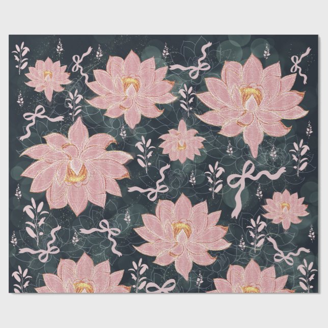 Magiska blommor med glitterdesign  presentpapper (Platt)