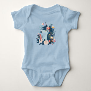 Magiska drömmar: Blommigt Unicorn Baby Bodykostym T Shirt
