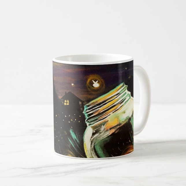 Magiska eldflugor i murarvas månljust sommar kaffemugg (Framsida höger)