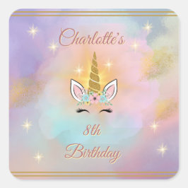 Magiska Enhörning fyrkantiga klistermärken | Party