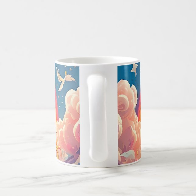 Magiska Enhörningar Fantasilandskap Flod Äventyr Kaffemugg (Handtag)