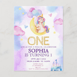 Magiska Enhörningar Lila Vattenfärg Födelsedagsfes Vykort