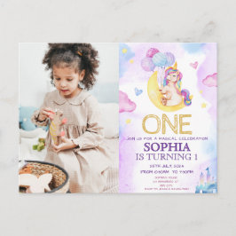 Magiska Enhörningar Lila Vattenfärg Födelsedagsfes Vykort