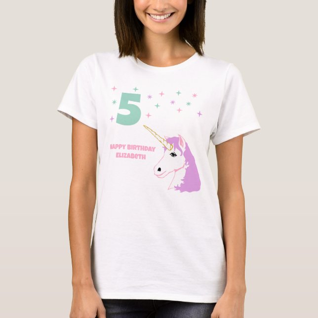 Magiska Enhörningsflickors Födelsedag T Shirt (Framsida)