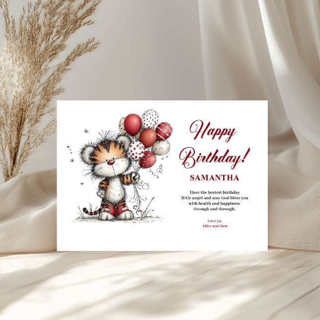Magiska fantasifulla djur födelsedagsstil barnkort (Magical whimsical animals birthday style kids greeting card

)