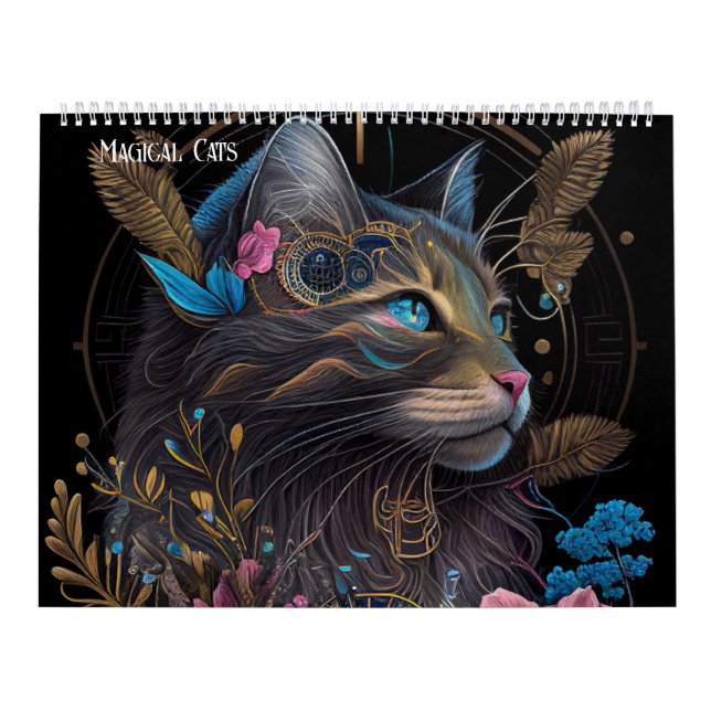 Magiska fantasikatter - AI genererade konst Kalender (Omslag)