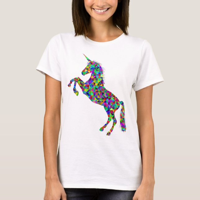 Magiska färgrika fostra kvinna för Unicorn T-tröja Tee (Framsida)