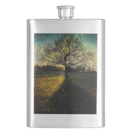 Magiska fireflies drömmande landskap fickplunta