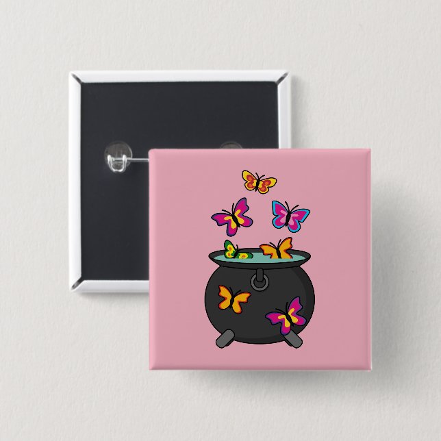 Magiska fjärilar från en Cauldron Knapp (Framsida & baksida)