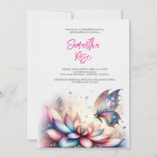 Magiska fjärilsinbjudningar Quinceanera