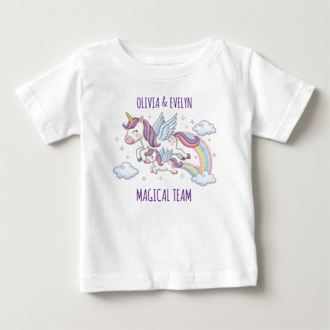 Magiska flygande enhörningssyskon t shirt (Framsida)